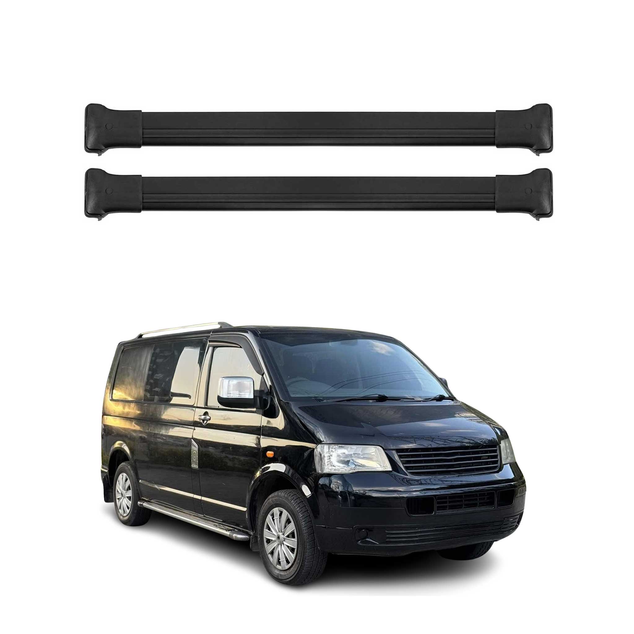 Barras de Techo Baca para VW Transporter T5 Caravelle Multivan Negro Aluminio 3x