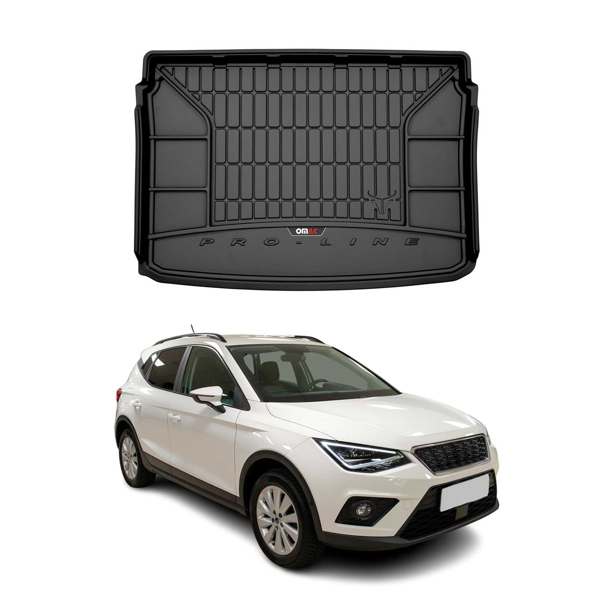 OMAC Premium Bandeja Maletero Alfombrilla para Seat Arona 2017-2025 Negro TPE