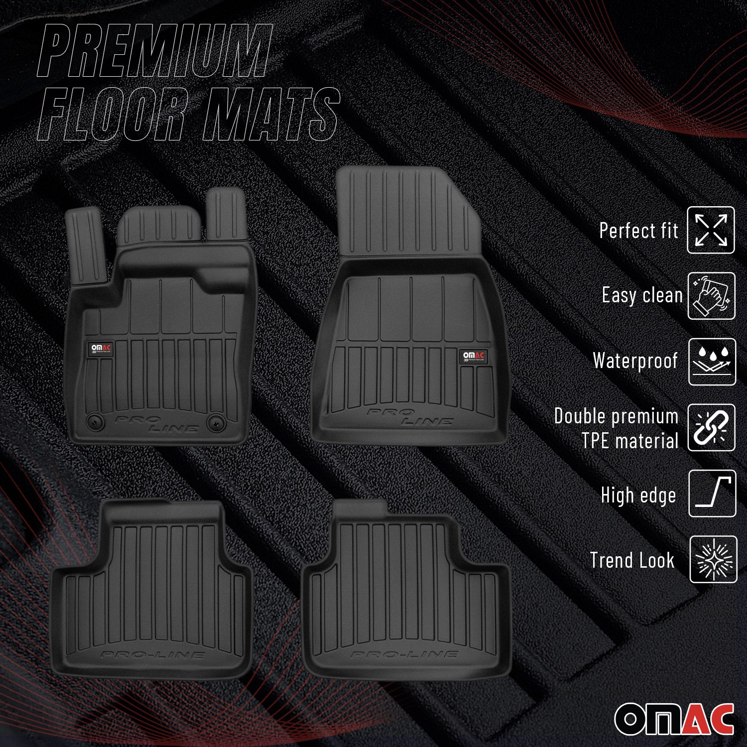 OMAC Premium Alfombrillas De Coche para Volvo XC40 Recharge 2020-2025 Goma 4x