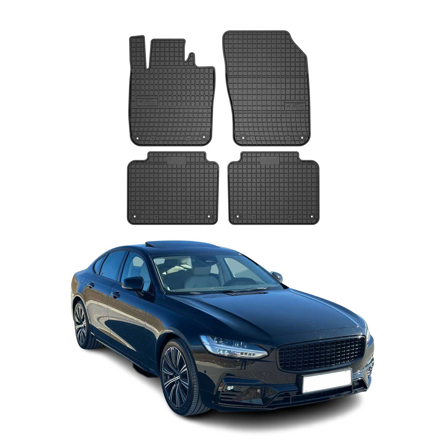 OMAC Alfombrillas De Coche para Volvo S90 2016-2025 Negro Goma 4Pza