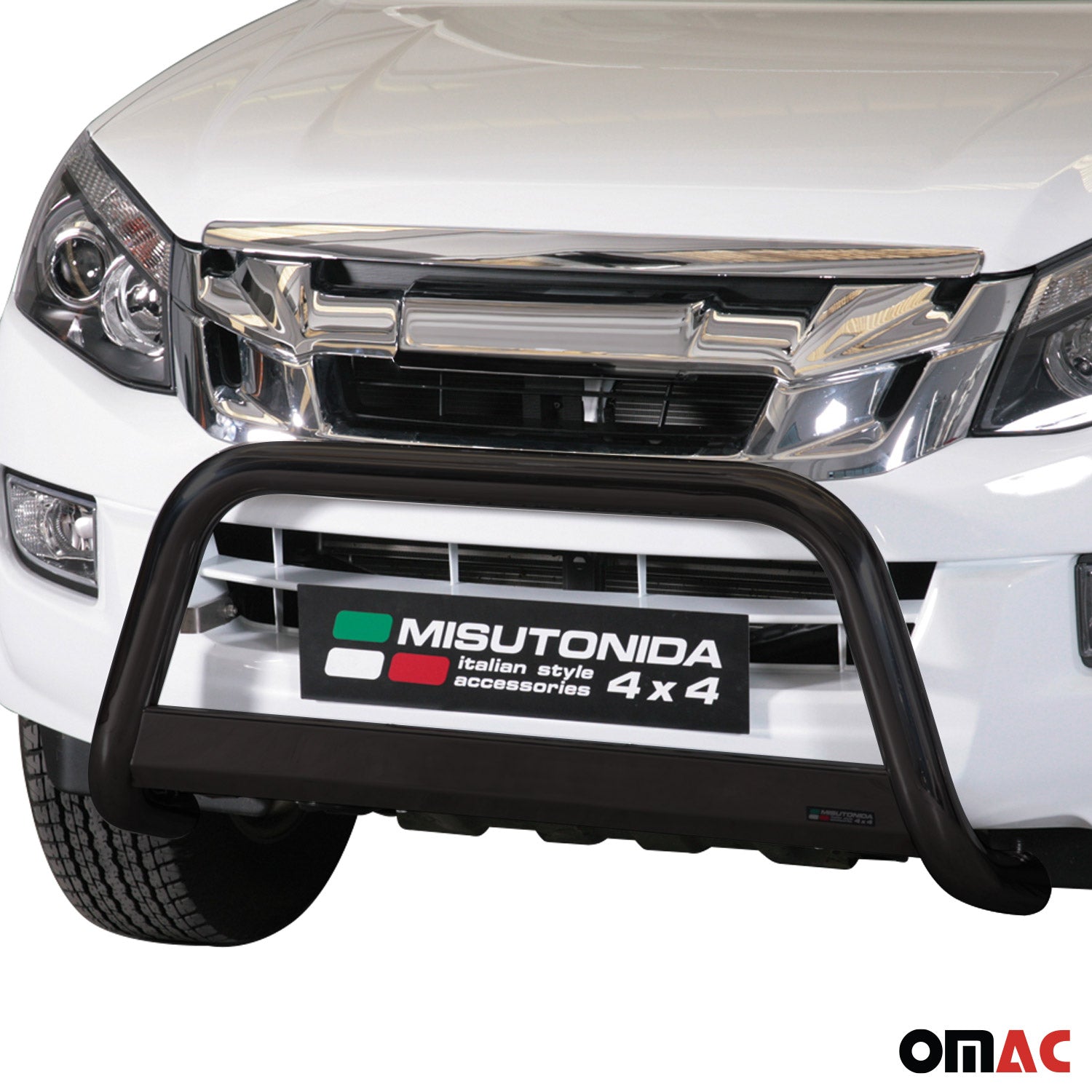 Bull Barra Frontal para Isuzu D-Max 2012-2019 Negro Brillante Acero