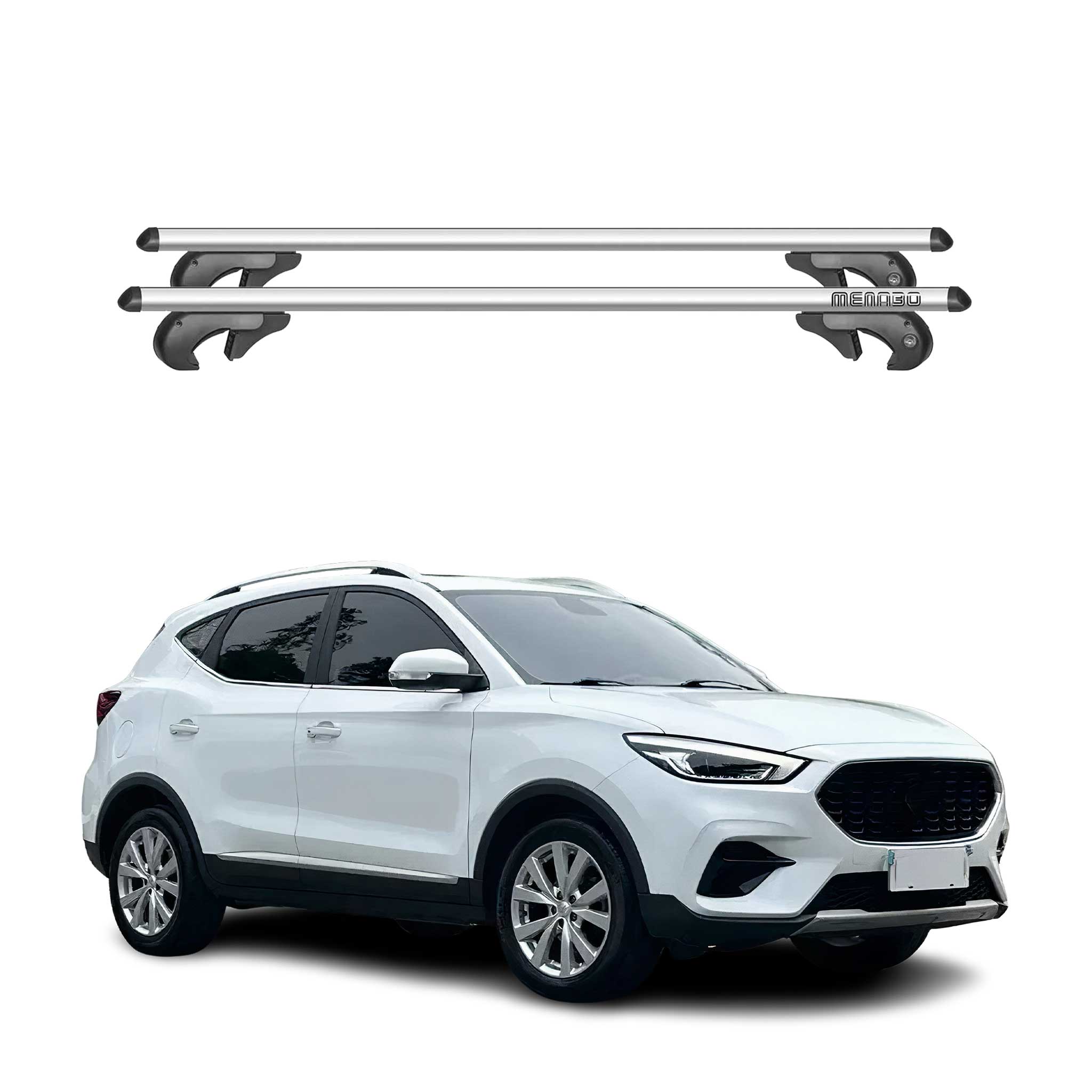 Menabo Barras de Techo Coche Barra para MG ZS 2017-2023 Gris Aluminio 2Pza