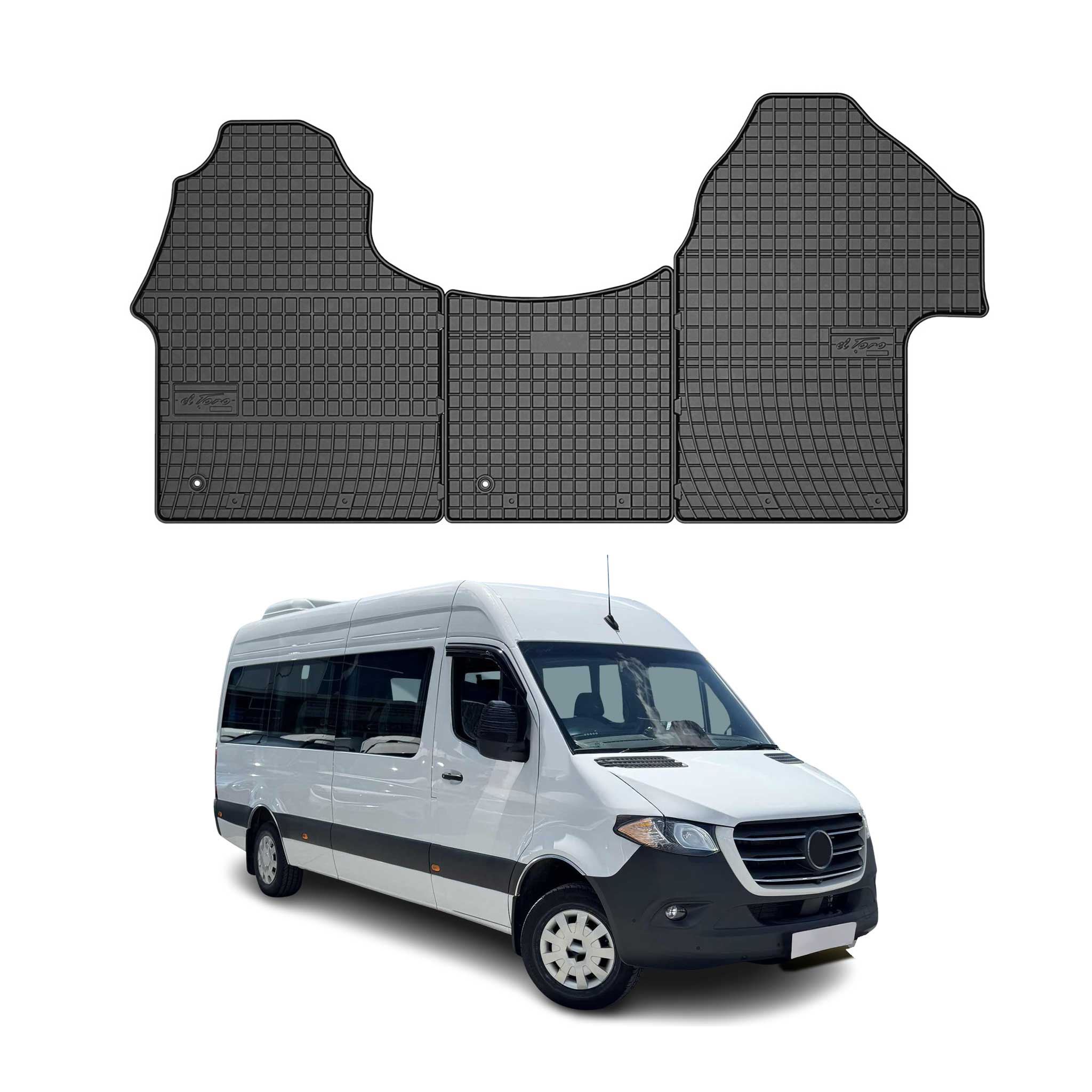 OMAC Alfombrillas De Coche para Mercedes Sprinter W907 2018-2025 Negro Goma 3Pza