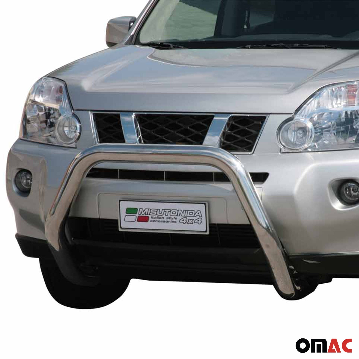 Bull Barra Frontal para Nissan X-Trail 2007-2010 Plata Brillante Acero