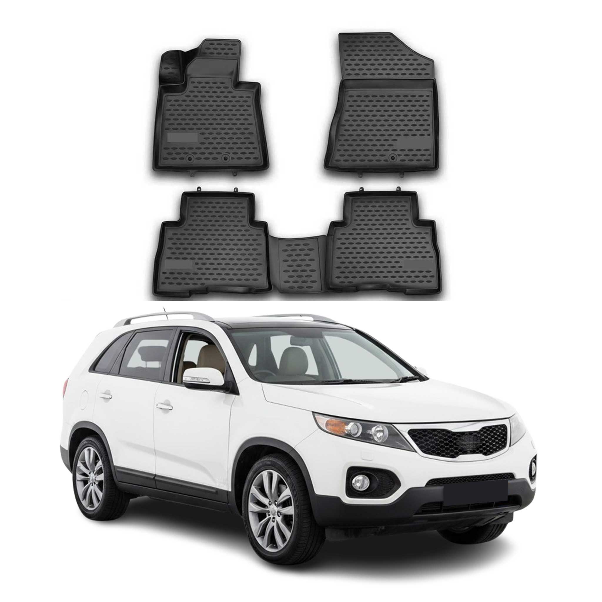 OMAC Alfombrillas De Coche para Kia Sorento 2012-2015 Negro Goma TPE 4Pza