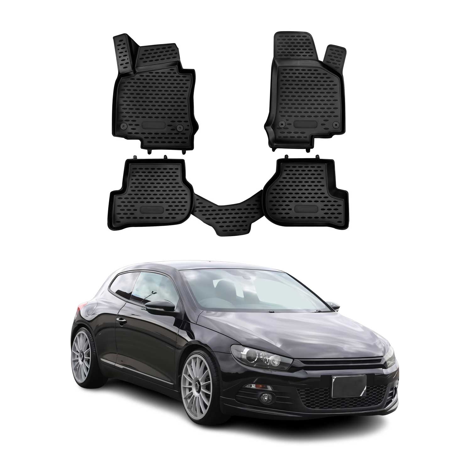 OMAC Alfombrillas De Coche para VW Scirocco 2008-2017 Negro Goma TPE 4Pza
