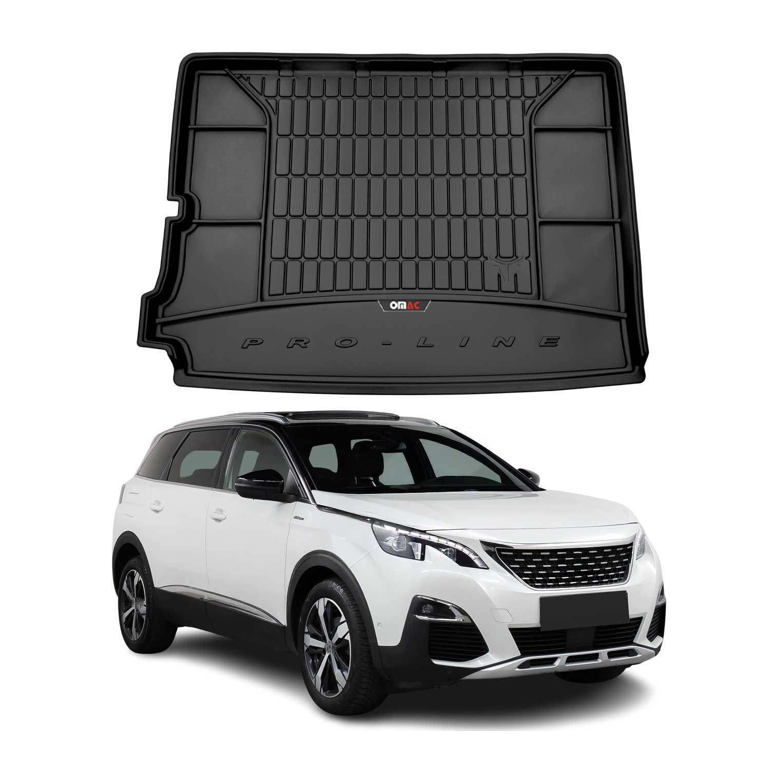 OMAC Premium Bandeja Maletero Alfombrilla para Peugeot 5008 2017-2025 Negro TPE