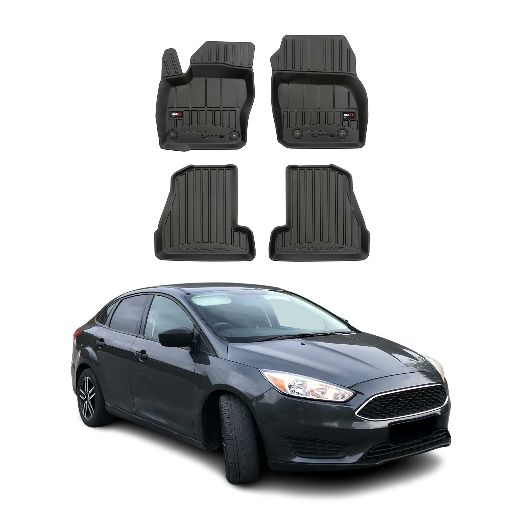 OMAC Premium Alfombrillas De Coche para Ford Focus MK3 2010-2018 Sedán Goma 4x