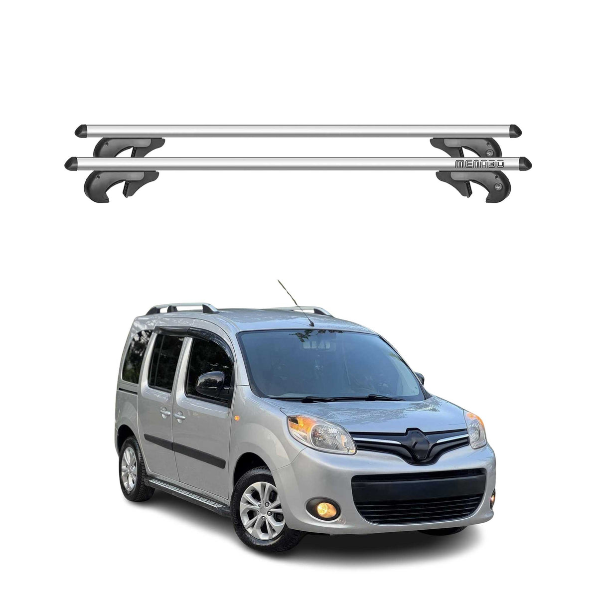 Menabo Barras de Techo Coche Barra para Renault Kangoo Express 2008-2021 Gris