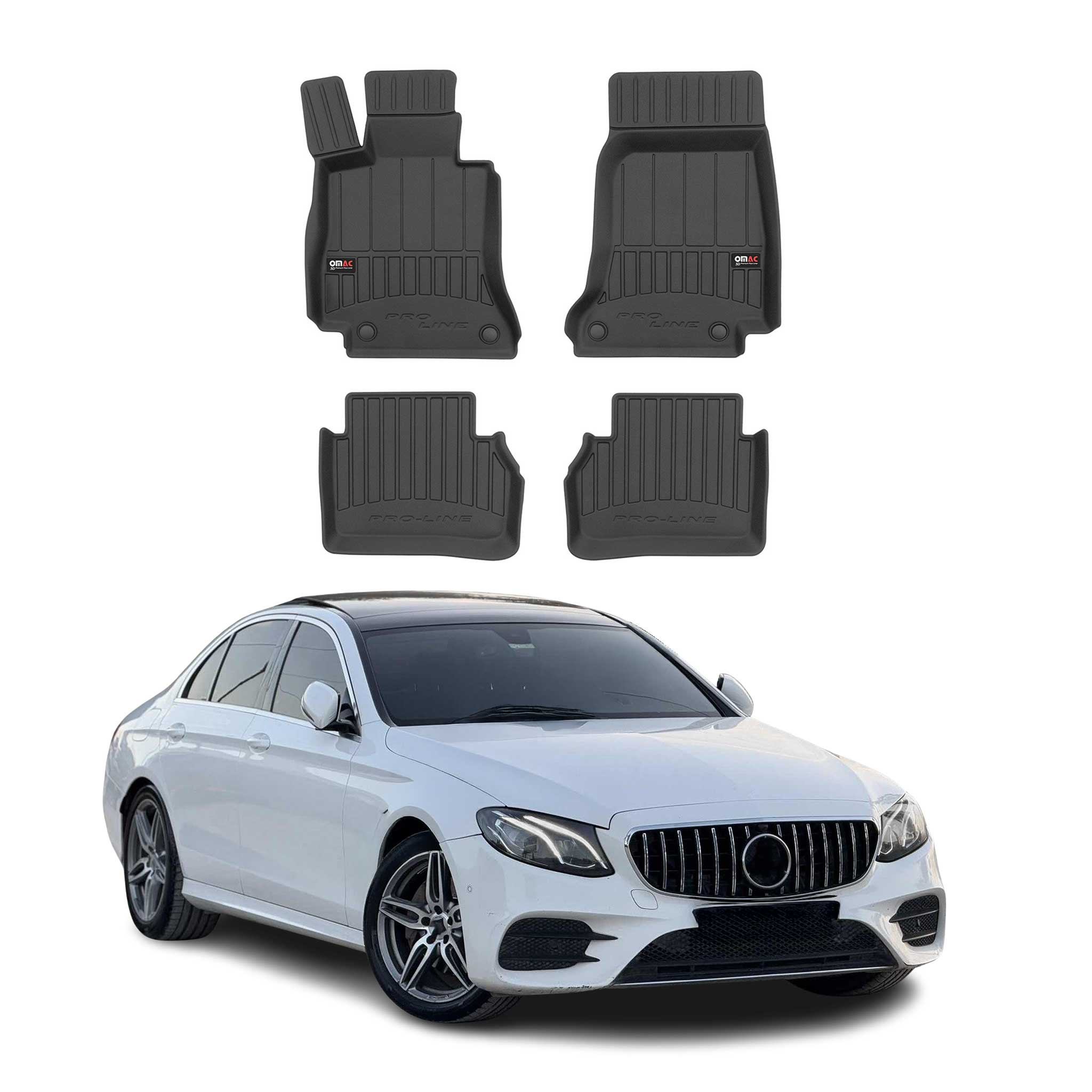 OMAC Premium Alfombrillas Coche para Mercedes E Class W213 S213 2016-2024 TPE 4x