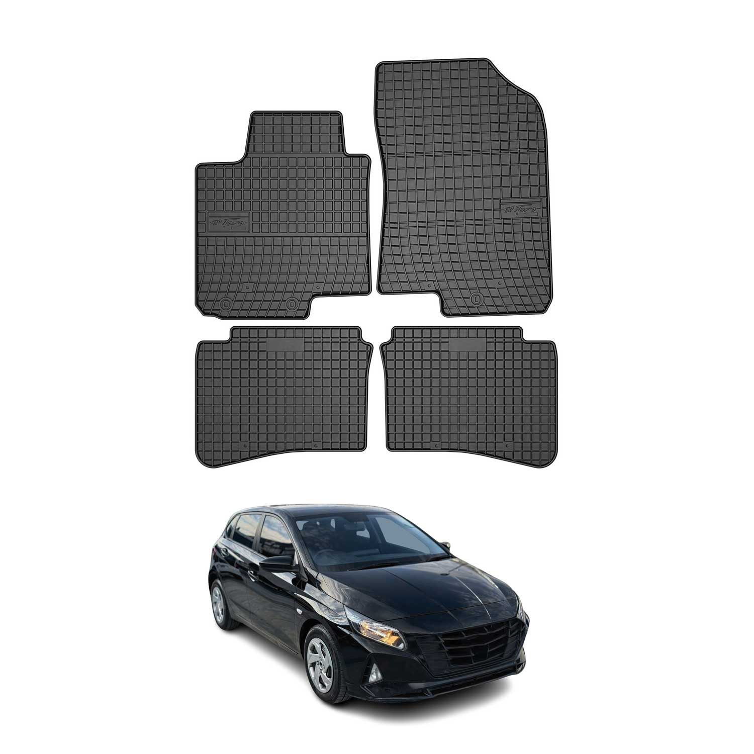 OMAC Alfombrillas De Coche para Hyundai i20 2014-2020 Negro Goma 4Pza