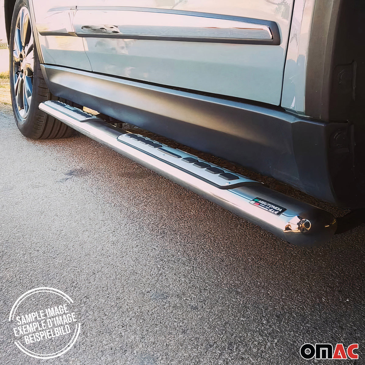 Par de Estribos Barras Laterales para Kia Sportage 2005-2008 Plata Acero 2x