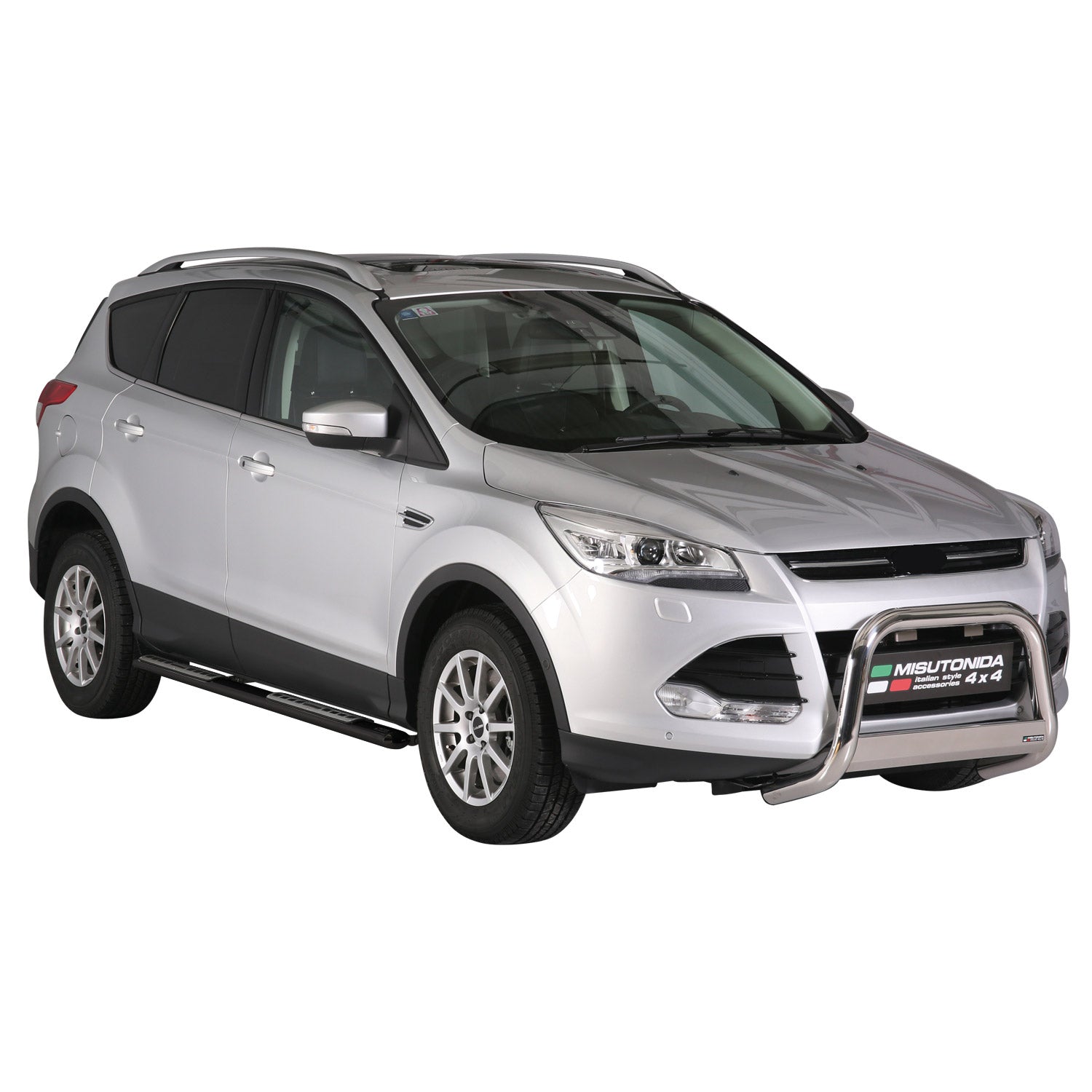 Par de Estribos Barras Laterales para Ford Kuga 2013-2016 Negro Brillante Acero