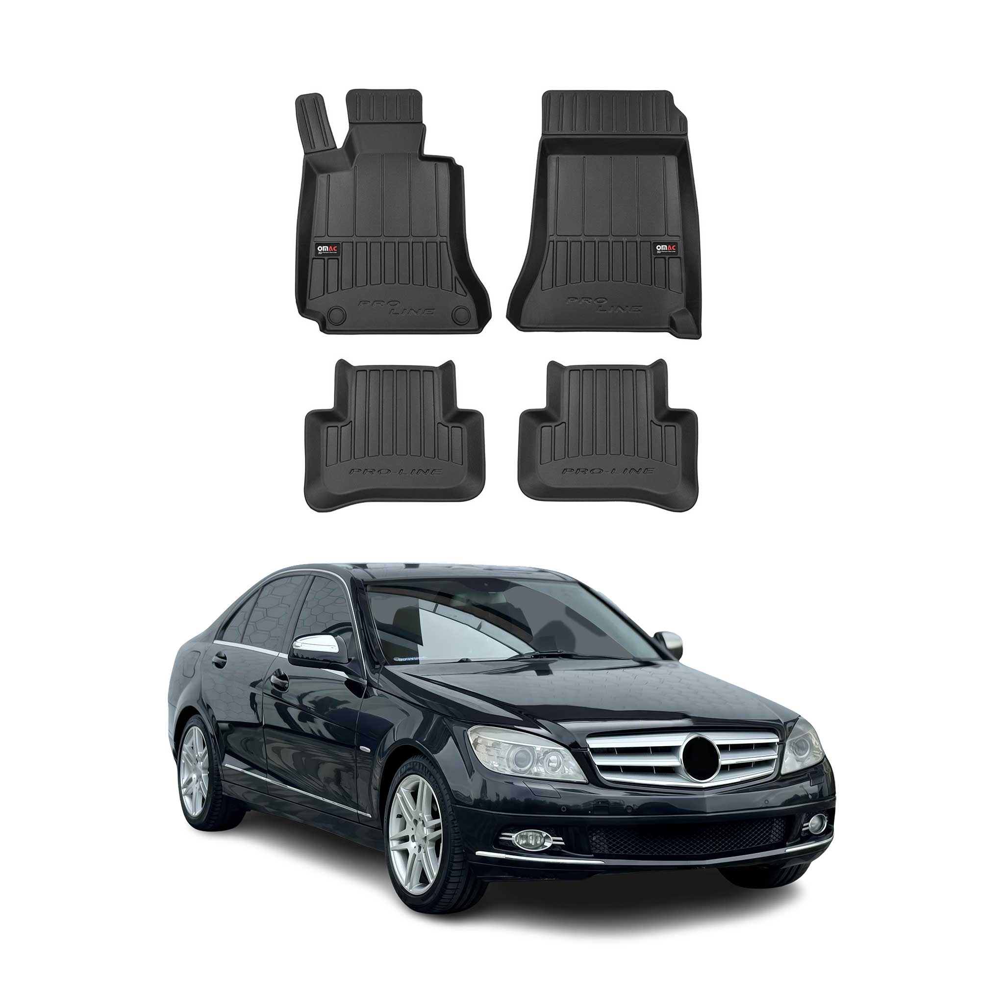 OMAC Premium Alfombrillas Coche para Mercedes C Class W204 S204 2007-2014