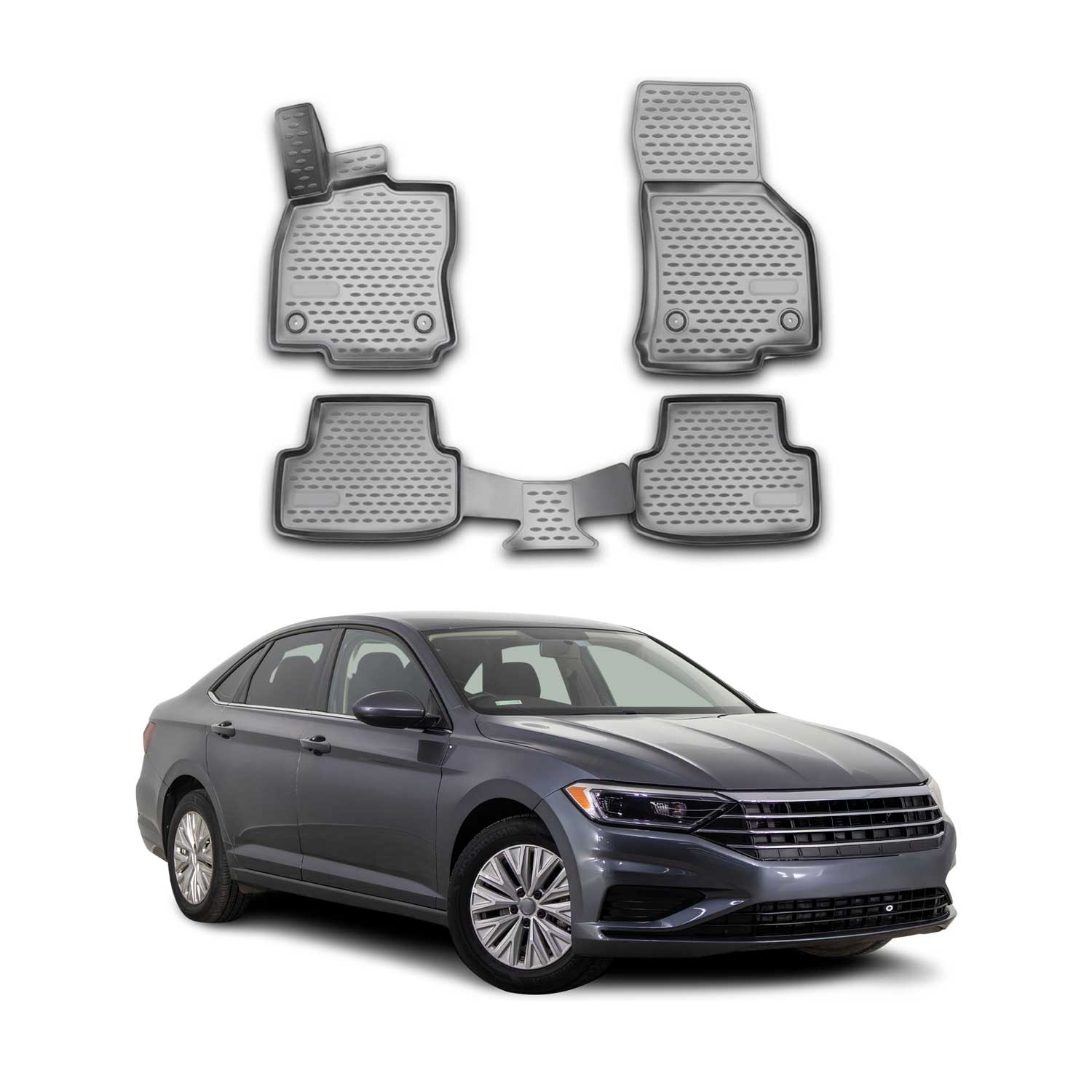 OMAC Alfombrillas De Coche para VW Jetta 2018-2020 Gris Goma TPE 4Pza