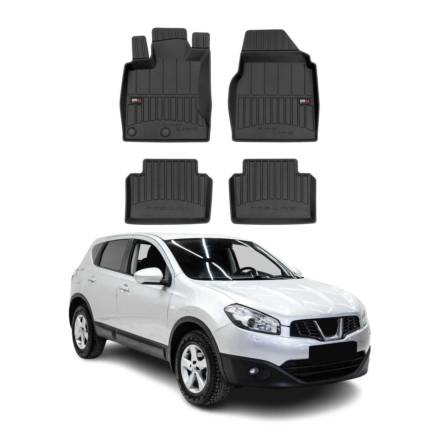 OMAC Premium Alfombrillas De Coche para Nissan Qashqai J10 2006-2014 TPE Goma 4x