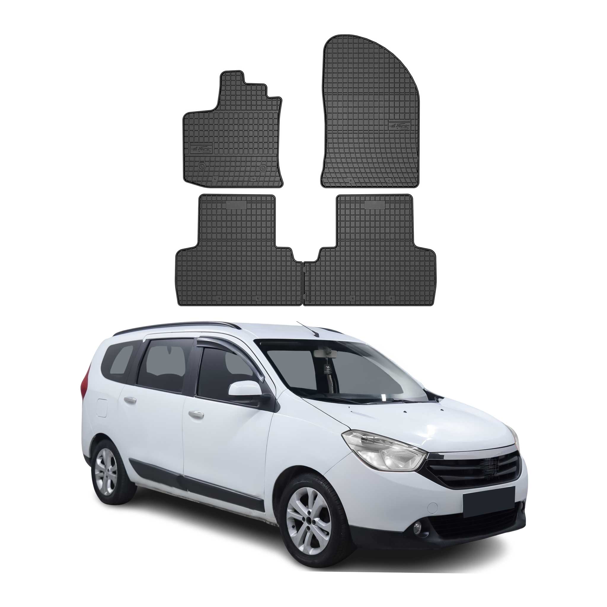 OMAC Alfombrillas De Coche para Dacia Lodgy 2012-2024 Negro Goma 4Pza