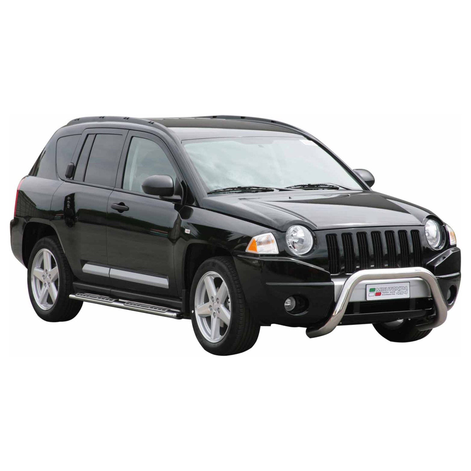 Par de Estribos Barras Laterales para Jeep Compass 2007-2010 Plata Acero 2x