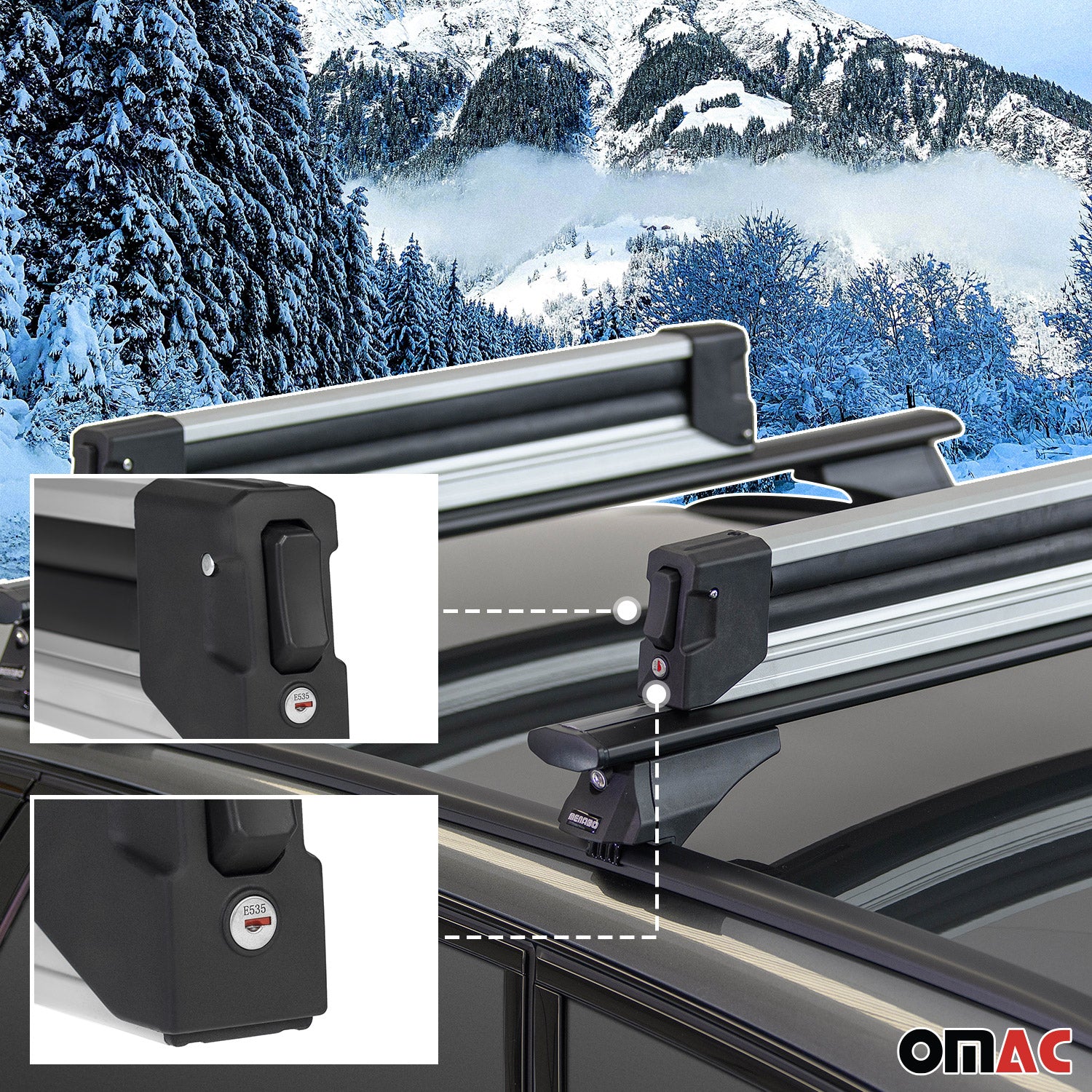 Menabo Yelo Portaesquí Snowboard portaequipajes Universal Negro Plata