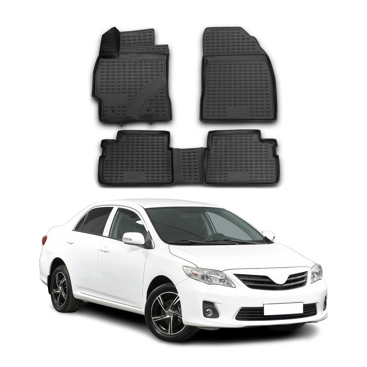 OMAC Alfombrillas De Coche para Toyota Corolla 2006-2013 Negro Goma TPE 4Pza