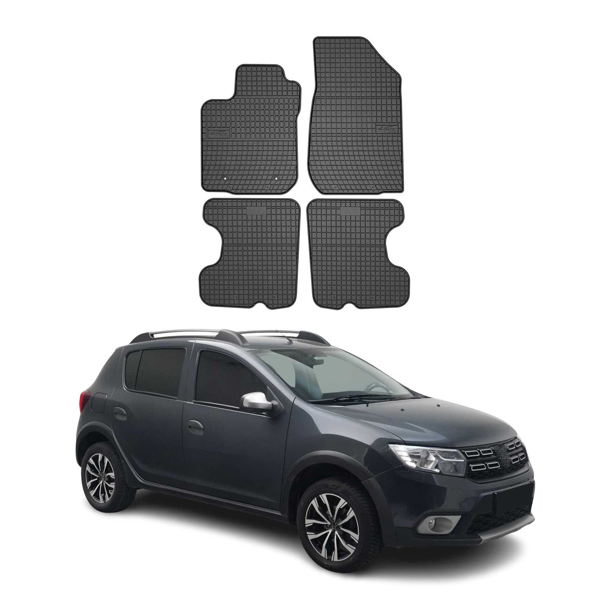 OMAC Alfombrillas De Coche para Dacia Sandero Stepway 2013-2018 Negro Goma 4Pza