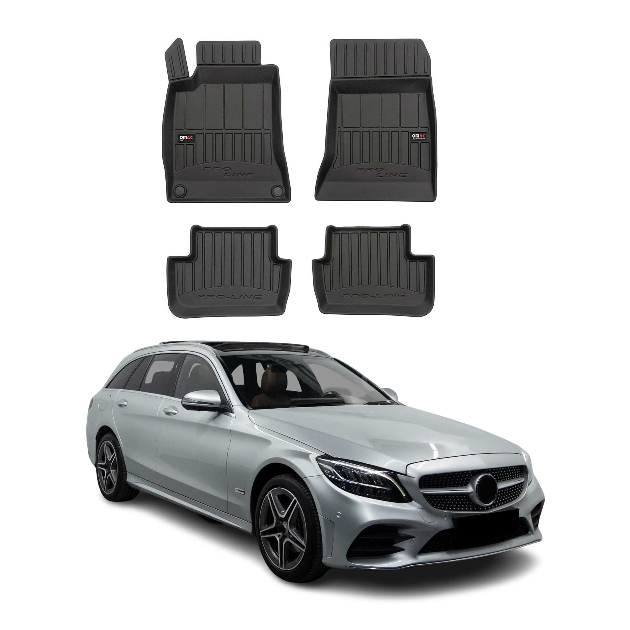 OMAC Premium Alfombrillas Coche para Mercedes C Class W205 S205 2014-2021