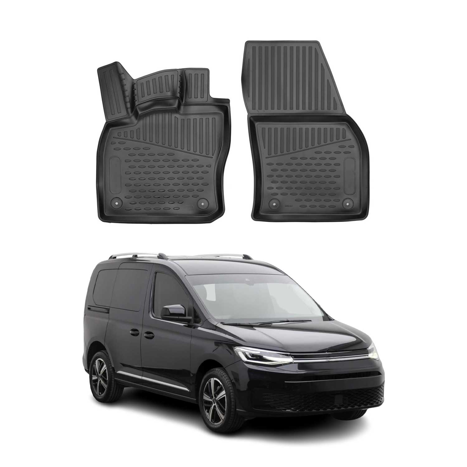 OMAC Alfombrillas De Coche para VW Caddy 2020-2025 Negro Goma TPE 2Pza