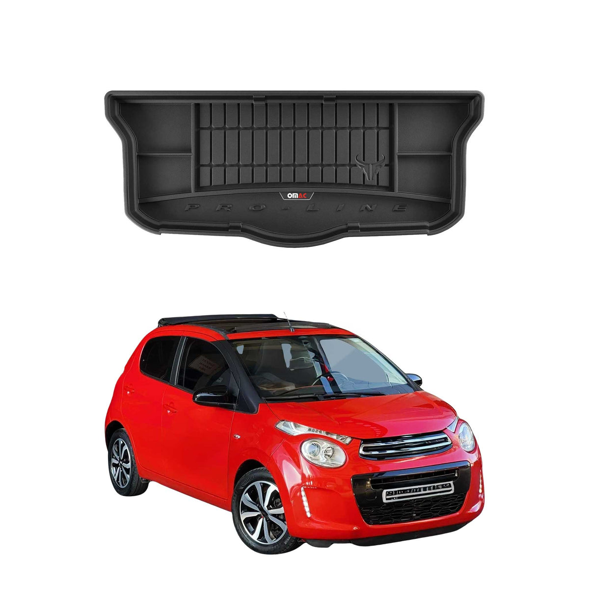 OMAC Premium Bandeja Maletero Alfombrilla para Citroen C1 2014-2025 Negro TPE