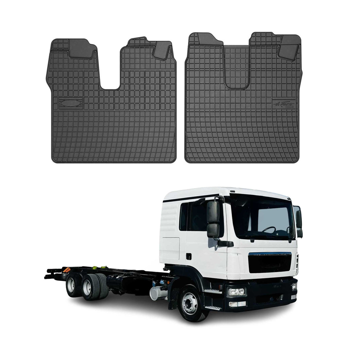 OMAC Alfombrillas De Coche para MAN TGL TGM TGS 2005-2019 Negro Goma 2Pza