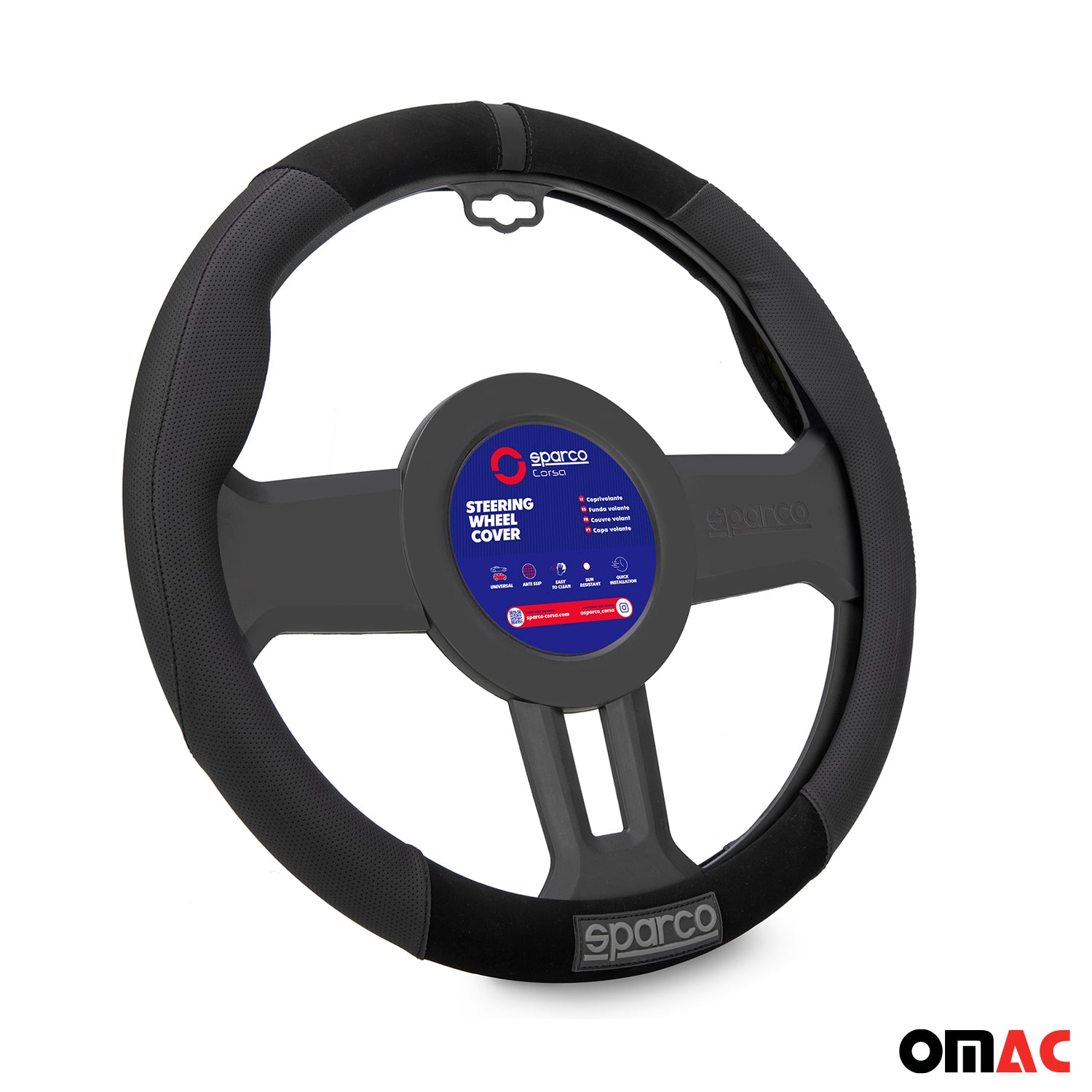 Sparco Cubierta de Para Volante de Automóvil Universal Goma Negro