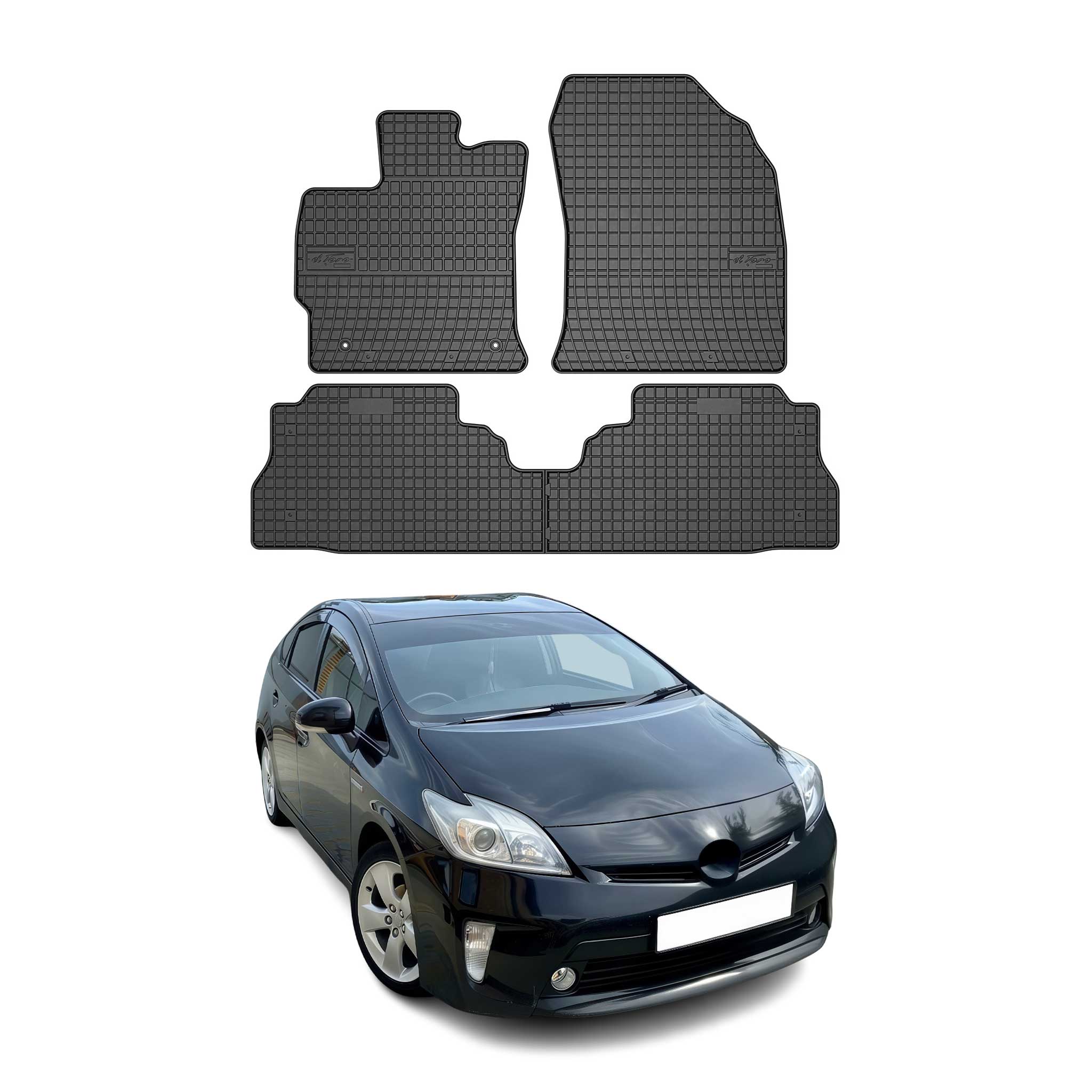 OMAC Alfombrillas De Coche para Toyota Prius Plus 2011-2015 Negro Goma 4Pza