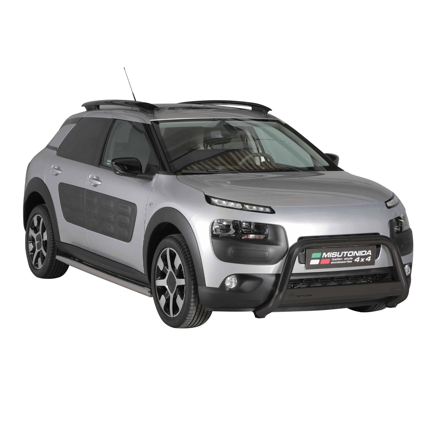 Bull Barra Frontal para Citroen C4 Cactus 2014-2020 Negro Brillante Acero 1Pza