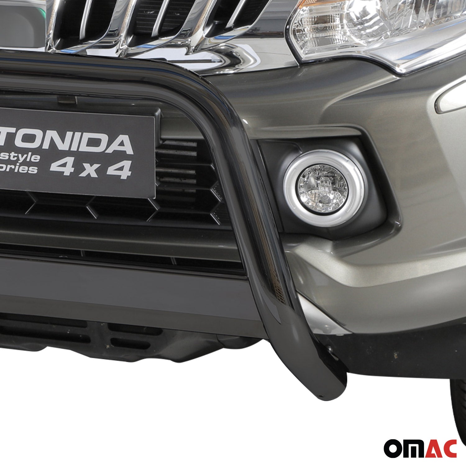 Bull Barra Frontal para Mitsubishi L200 2015-2018 Negro Brillante Acero