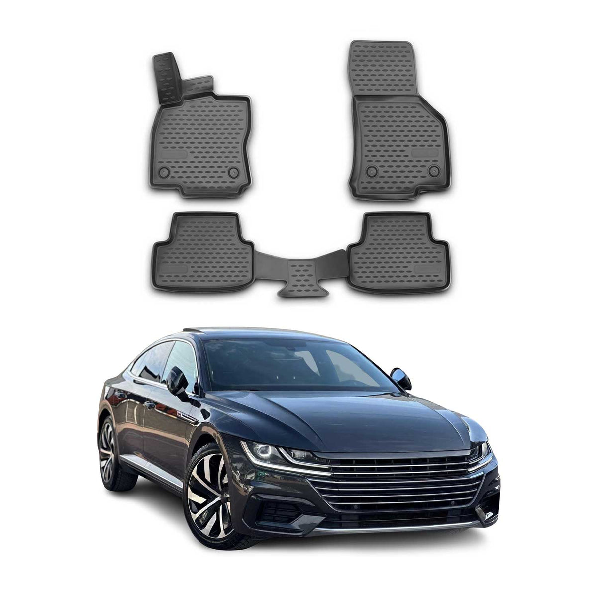 OMAC Alfombrillas De Coche para VW Arteon 2017-2025 Negro Goma TPE 4Pza