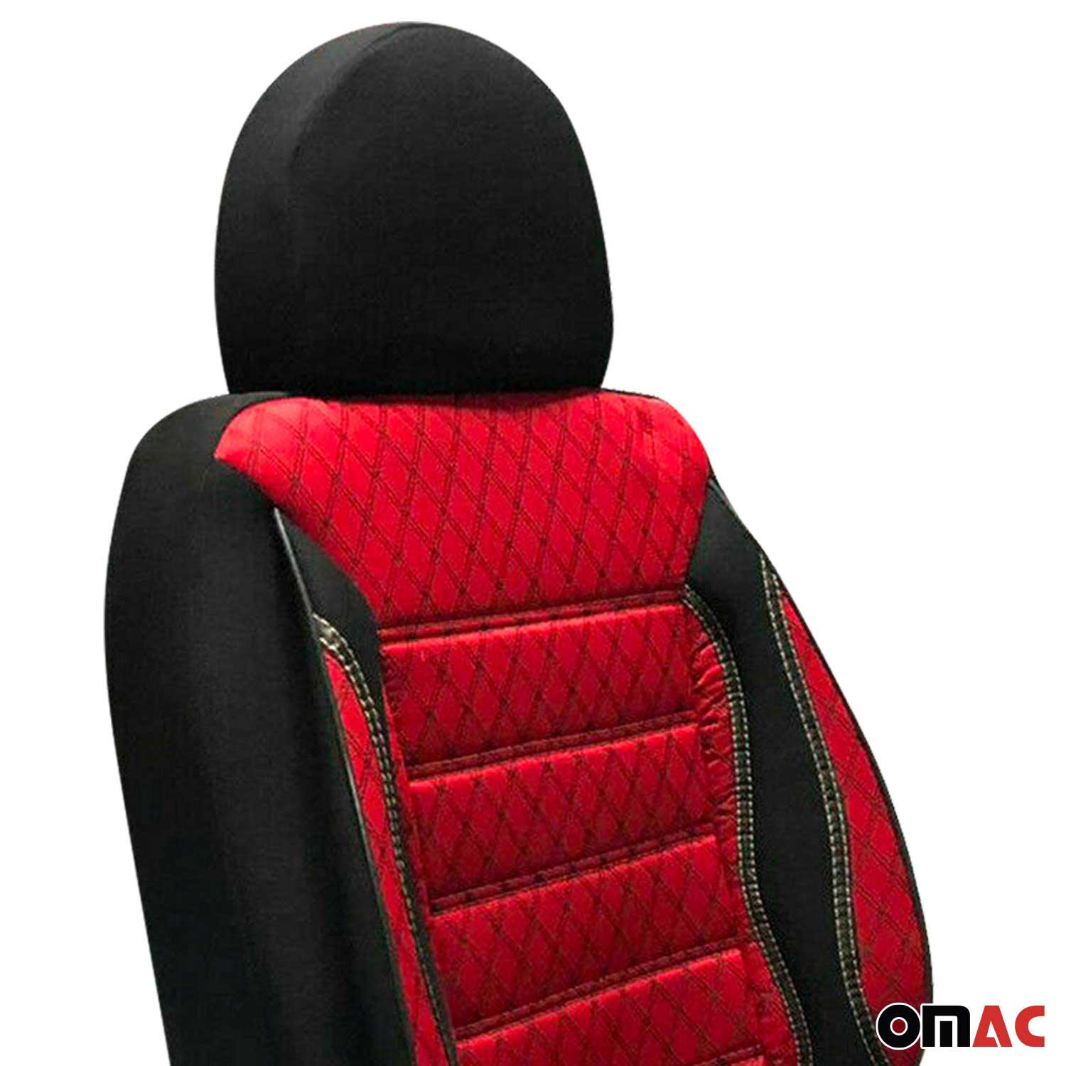 Funda de Asiento para Peugeot Partner 2018-2026 Negro Rojo Polialgodón 1Pza