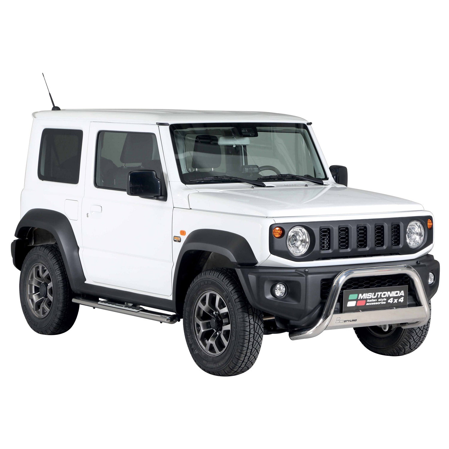 Par de Estribos Barras Laterales para Suzuki Jimny 2018-2025 Plata Acero 2x