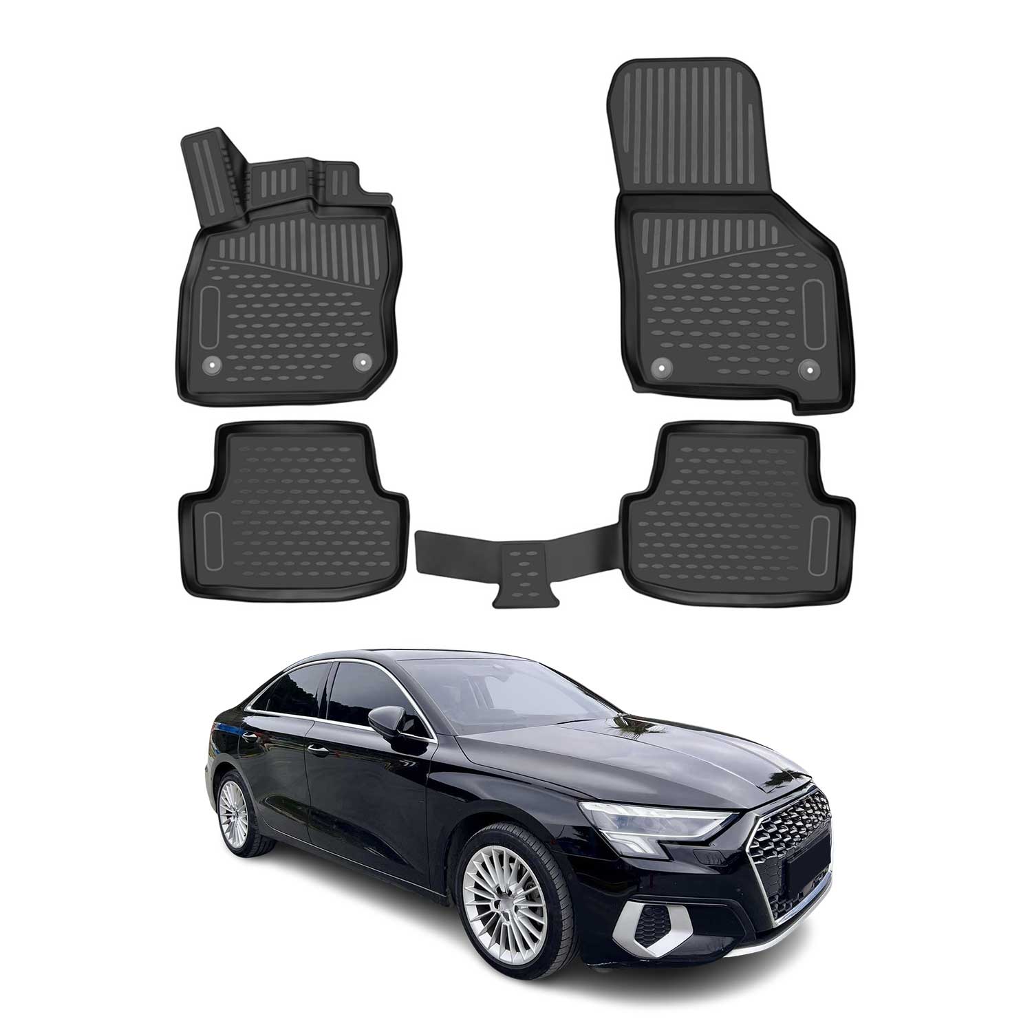 OMAC Alfombrillas De Coche para Audi A3 8Y 2020-2026 Sedán Sportback MHeV