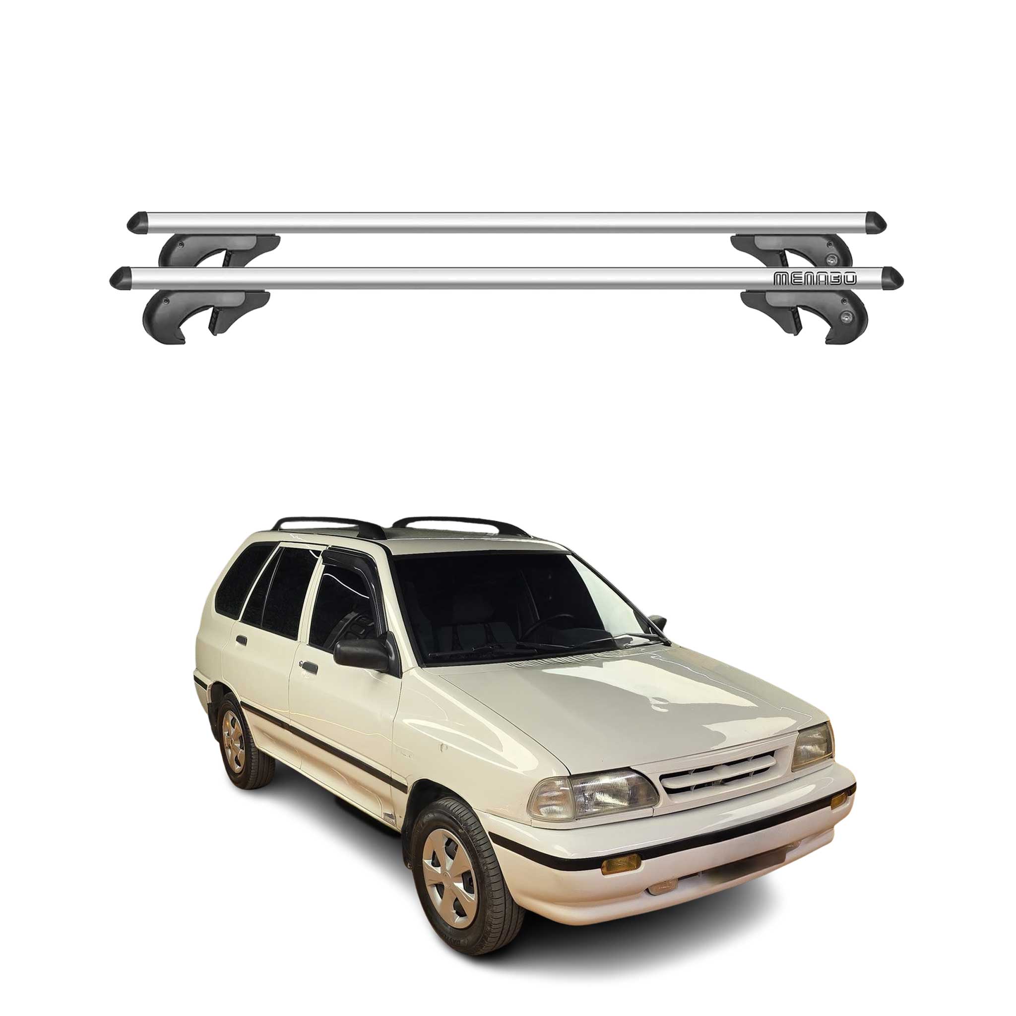 Menabo Barras de Techo Baca para Kia Pride 1997-2000 Gris Aluminio 2Pza