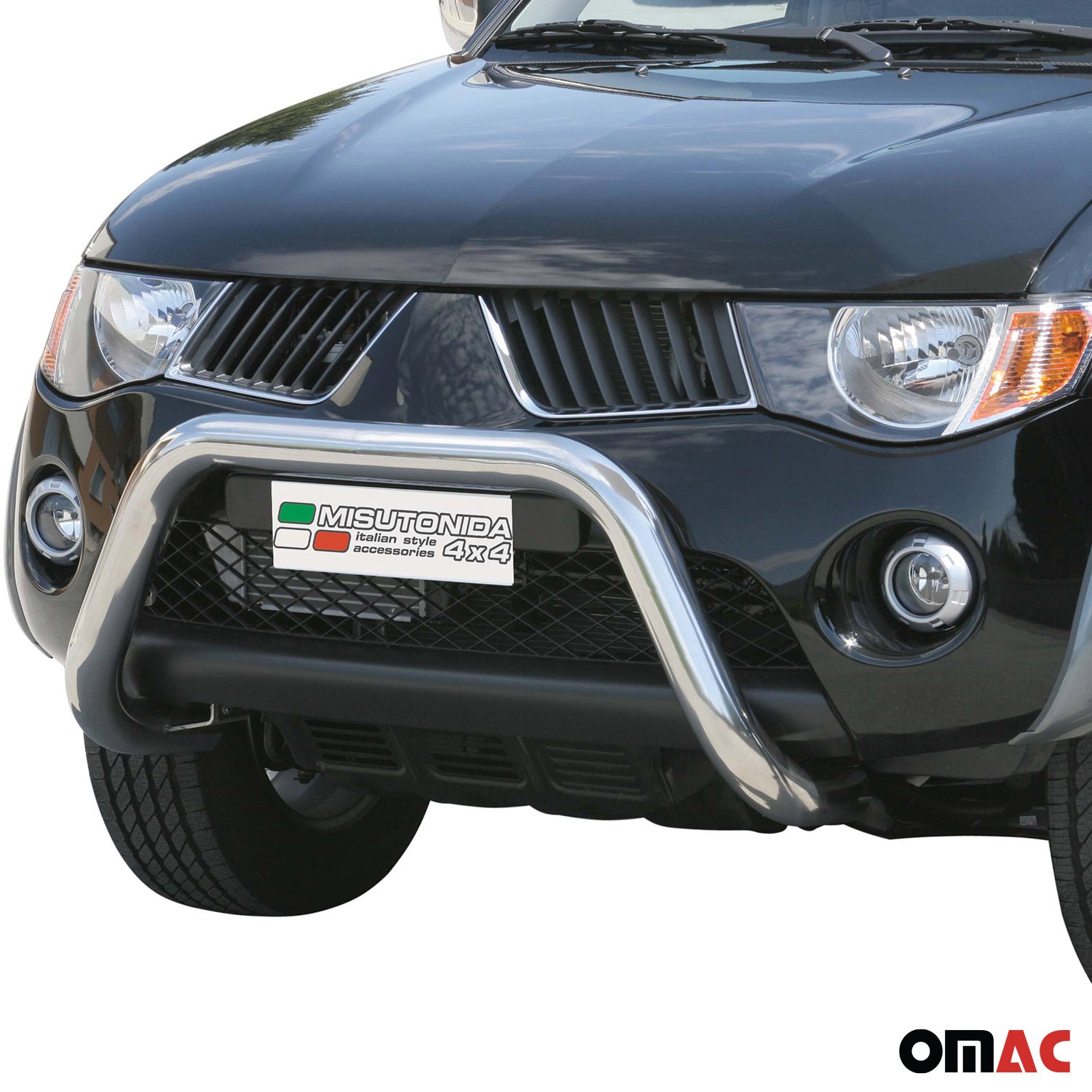 Bull Barra Frontal para Mitsubishi L200 2006-2009 Plata Brillante Acero