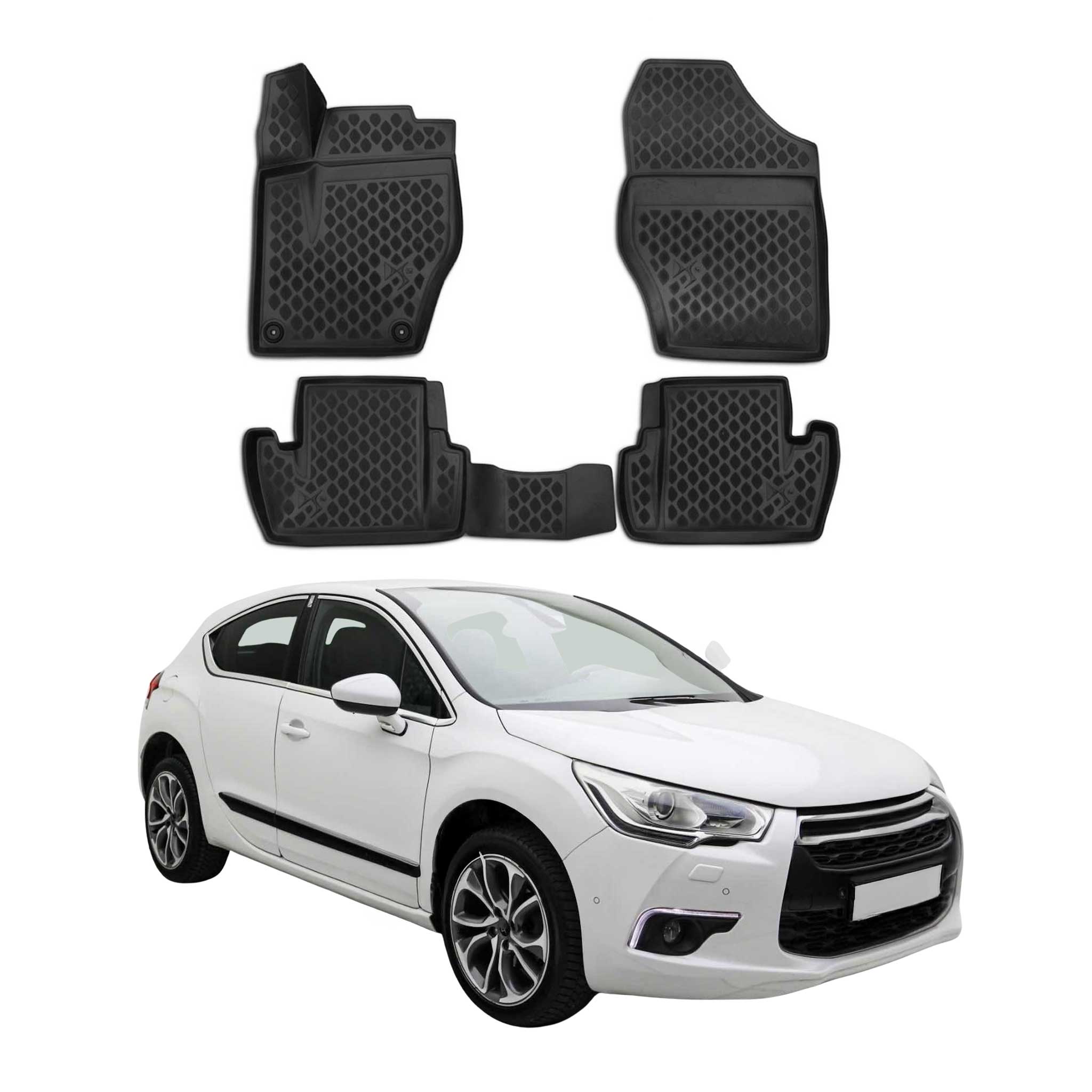 OMAC Alfombrillas De Coche para Citroen DS4 2011-2015 Negro Goma TPE 4Pza