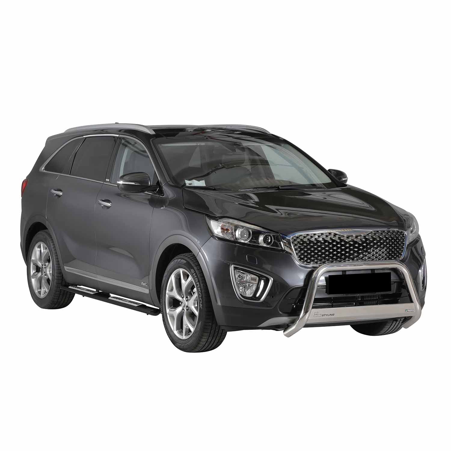 Par de Estribos Barras Laterales para Kia Sorento 2015-2017 Negro Acero