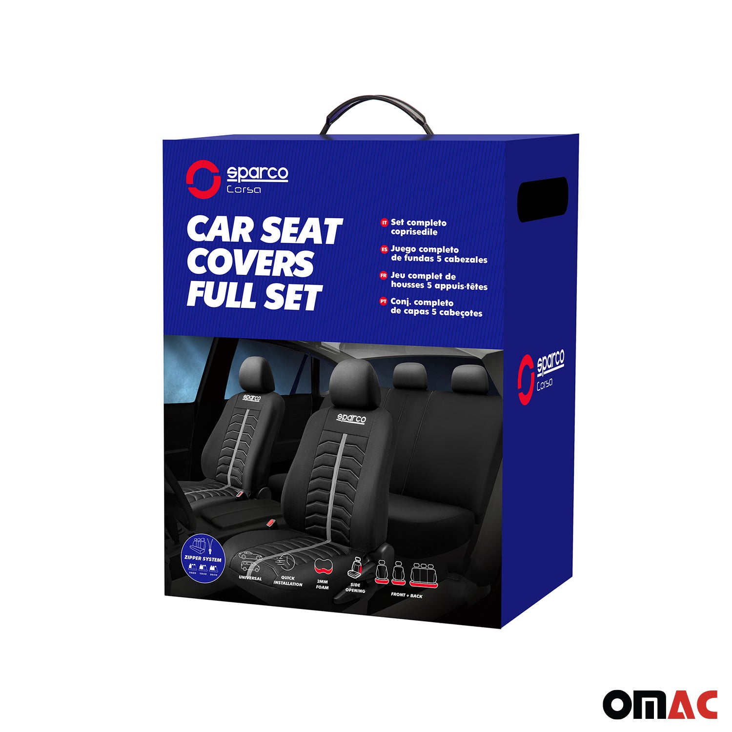 Sparco Funda de Asiento Universal Gris Negro delanteros traseros
