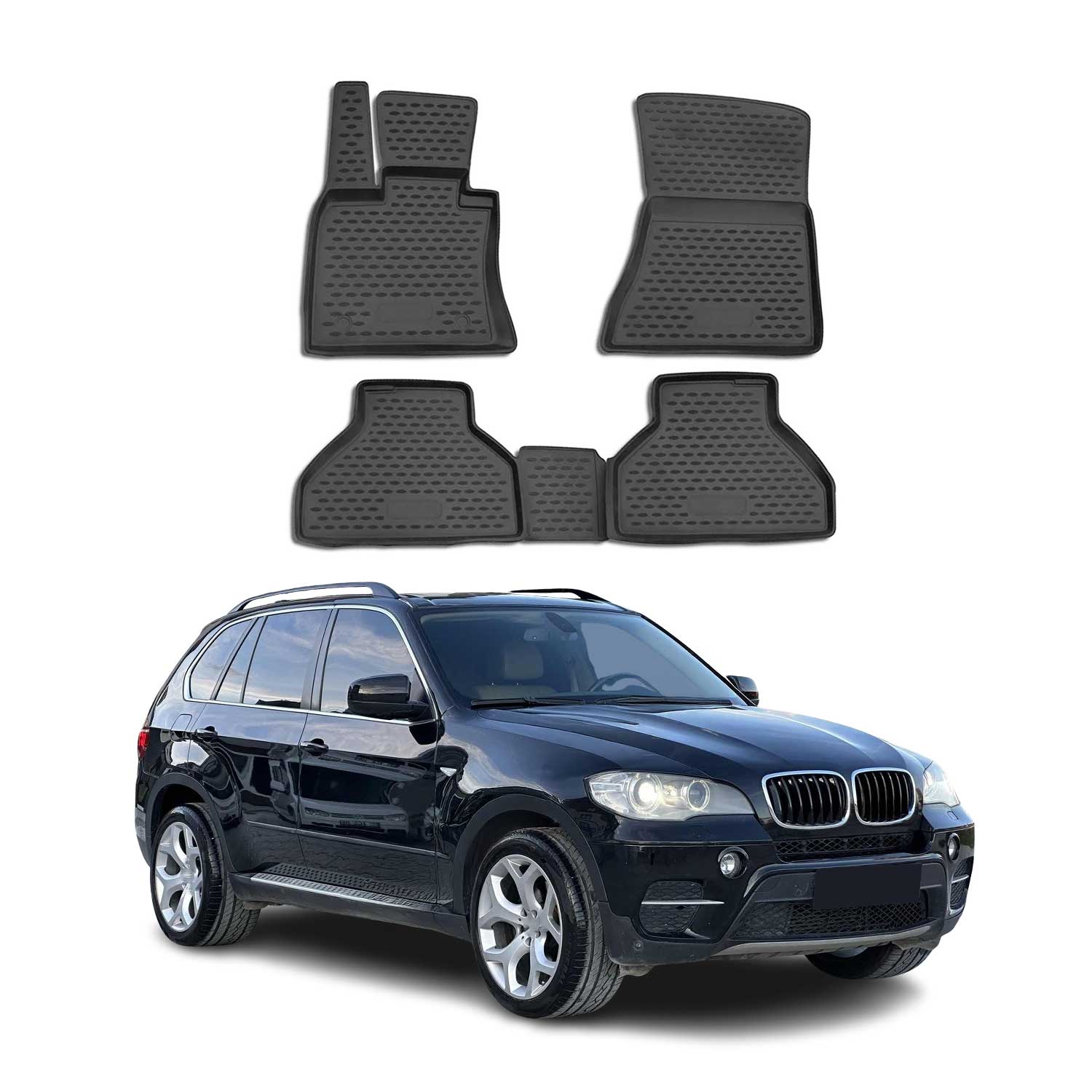 OMAC Alfombrillas De Coche para BMW X5 E70 2006-2013 Negro Goma TPE 4Pza