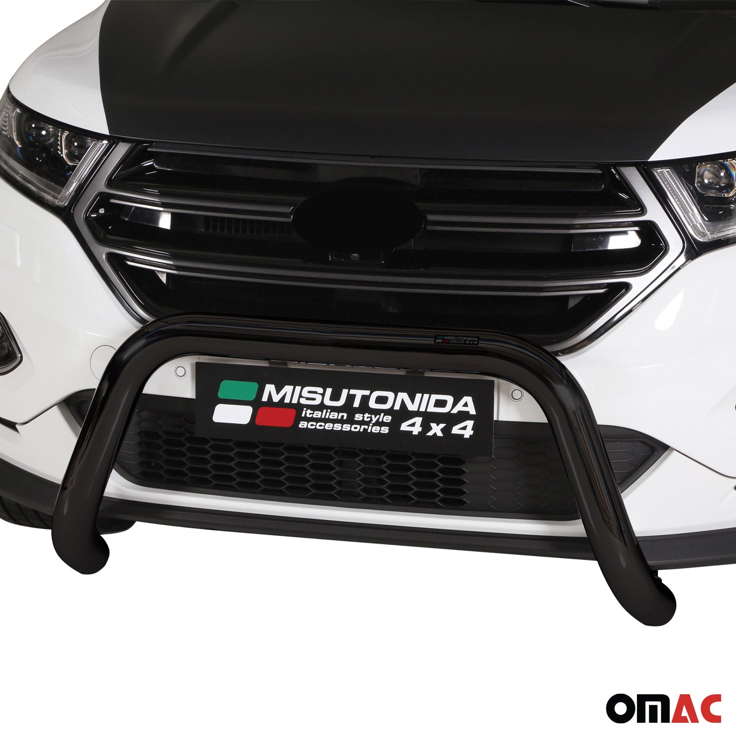 Bull Barra Frontal para Ford Edge 2014-2018 Negro Brillante Acero 1Pza