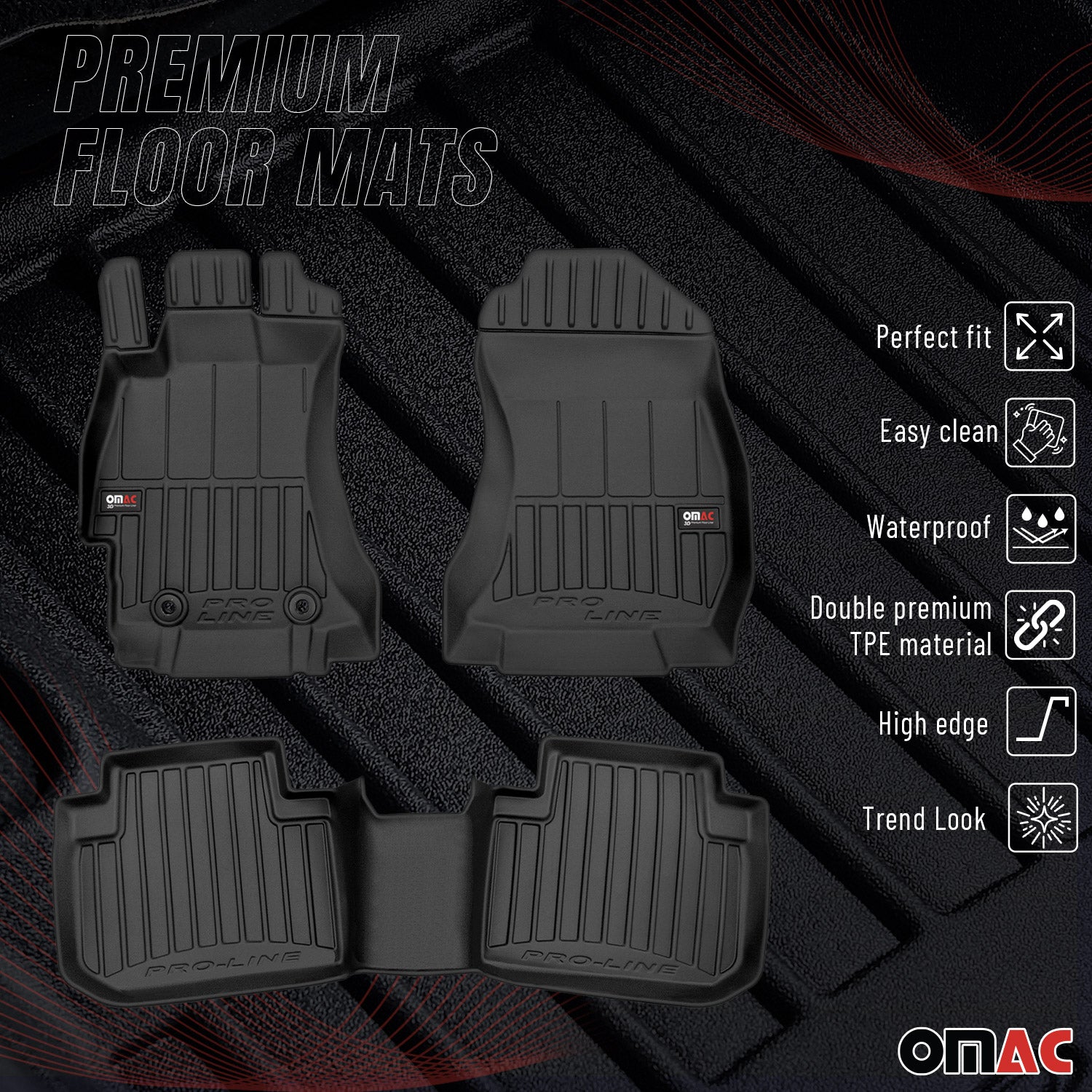 OMAC Premium Alfombrillas De Coche para Subaru Forester IV 2013-2018 Goma 3Pza