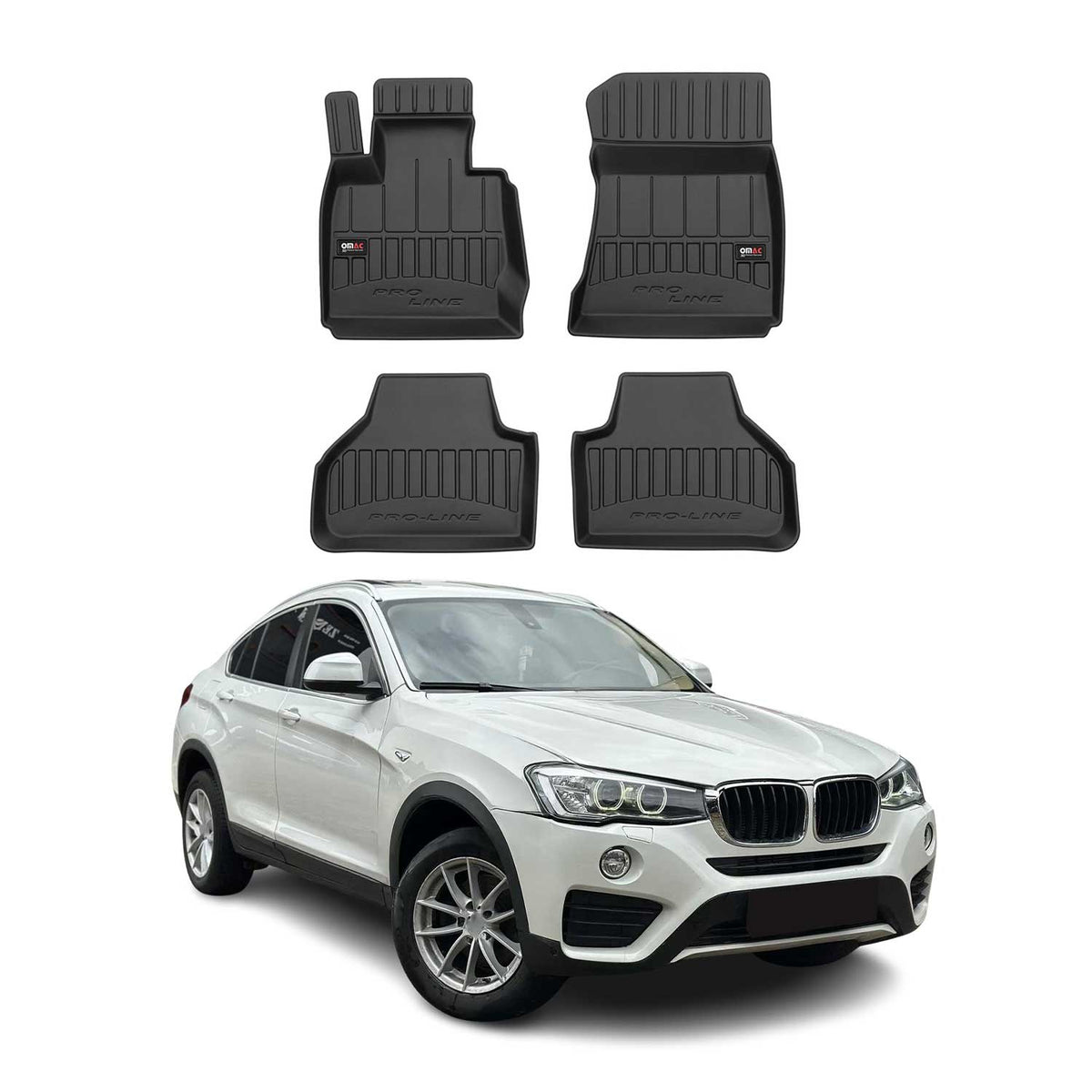 OMAC Premium Alfombrillas De Coche para BMW X4 F26 2014-2018 Negro TPE Goma 4Pza
