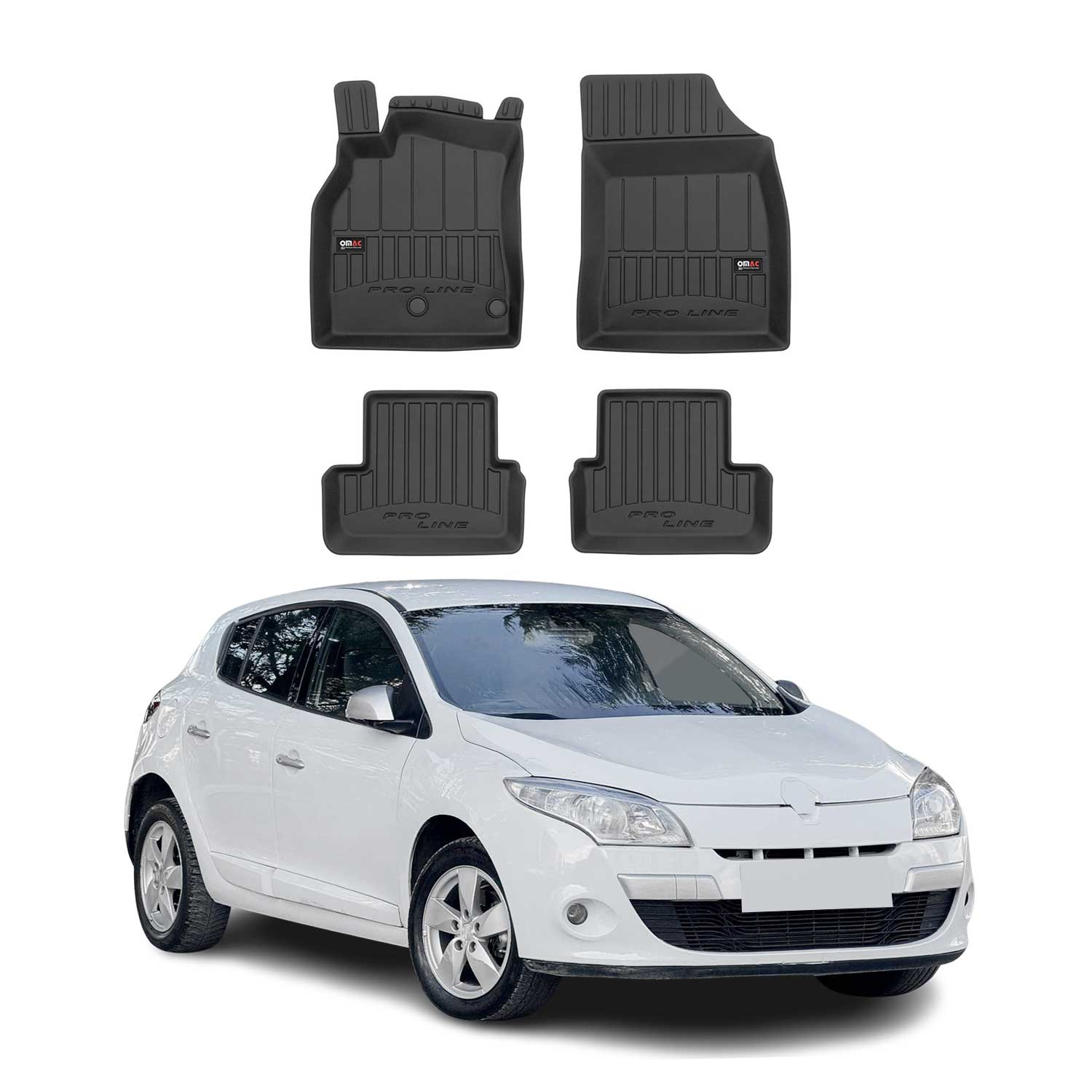 OMAC Premium Alfombrillas De Coche para Renault Megane 2008-2015 TPE Goma 4x