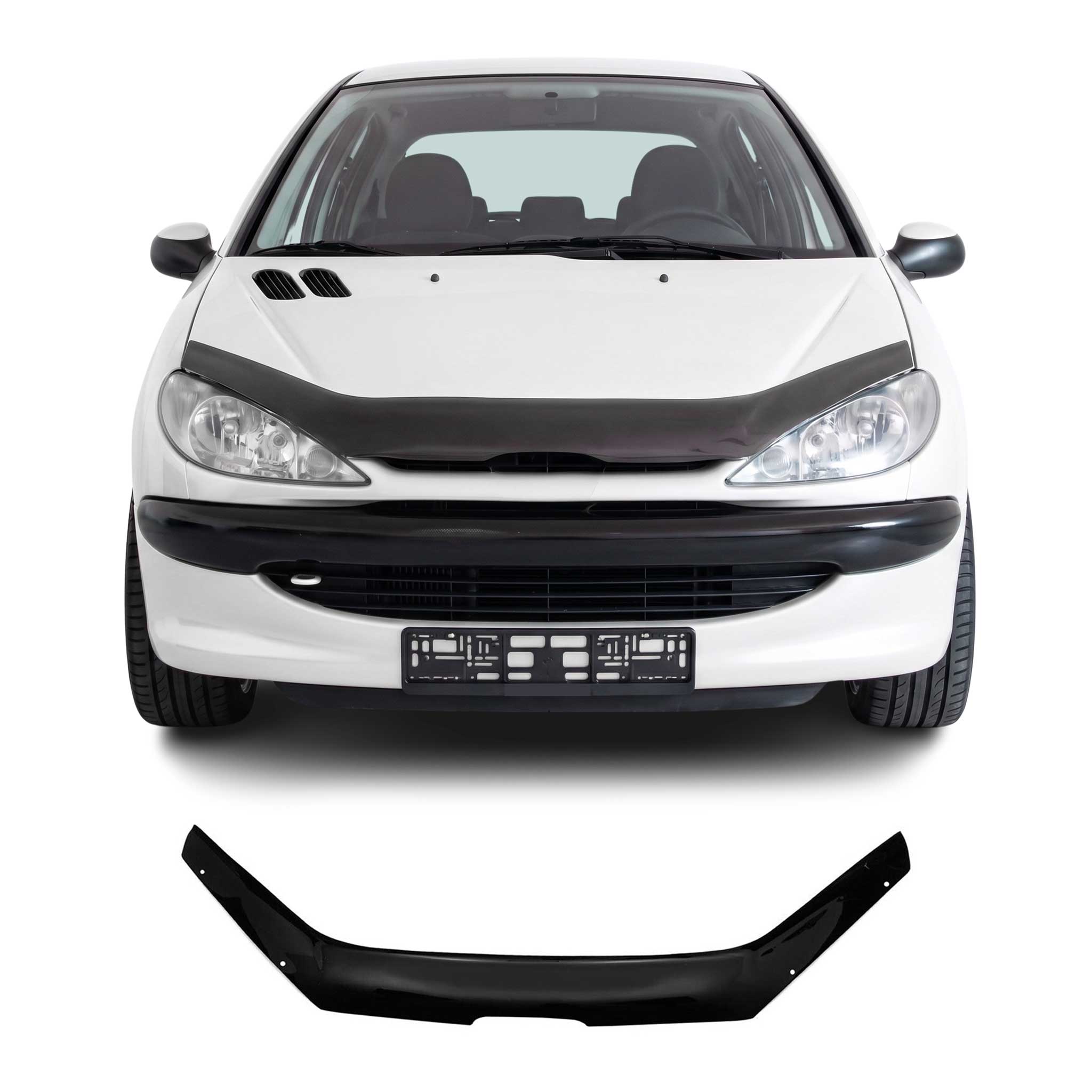 Deflector de Capó para Peugeot 206 1998-2012 Oscuro Brillante Acrílico