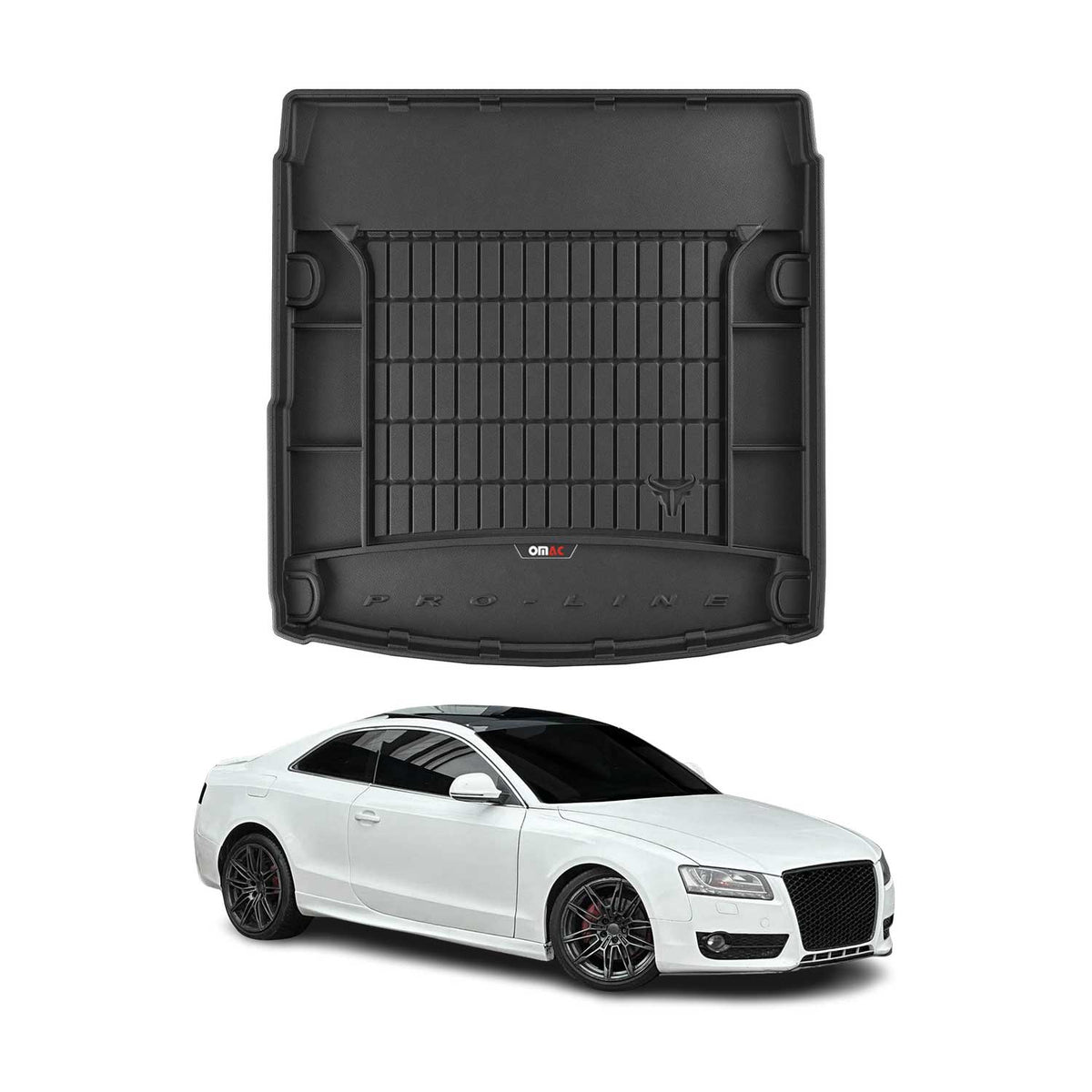 OMAC Premium Bandeja Maletero Alfombrilla para Audi A5 Cupé 2007-2017 Negro TPE