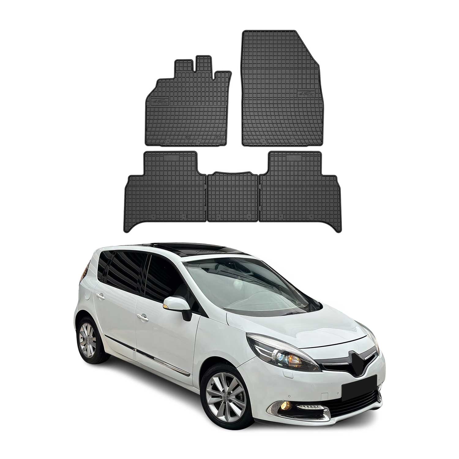 OMAC Alfombrillas De Coche para Renault Scenic 2009-2016 Negro Goma TPE 5Pza